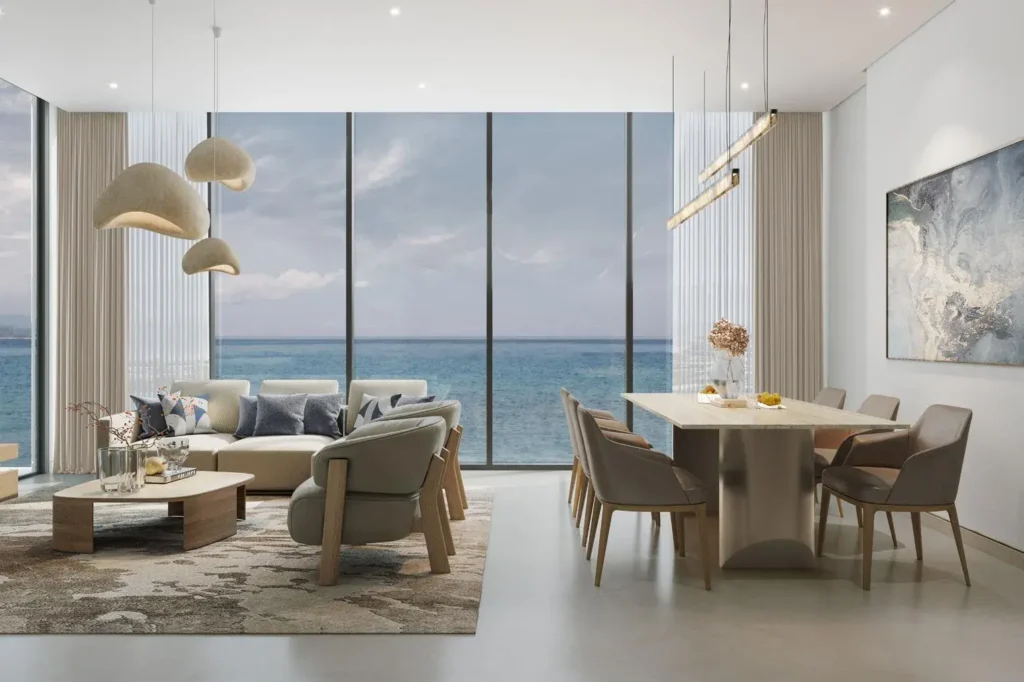 Salon moderne avec vue sur mer SOBHA Siniya Island