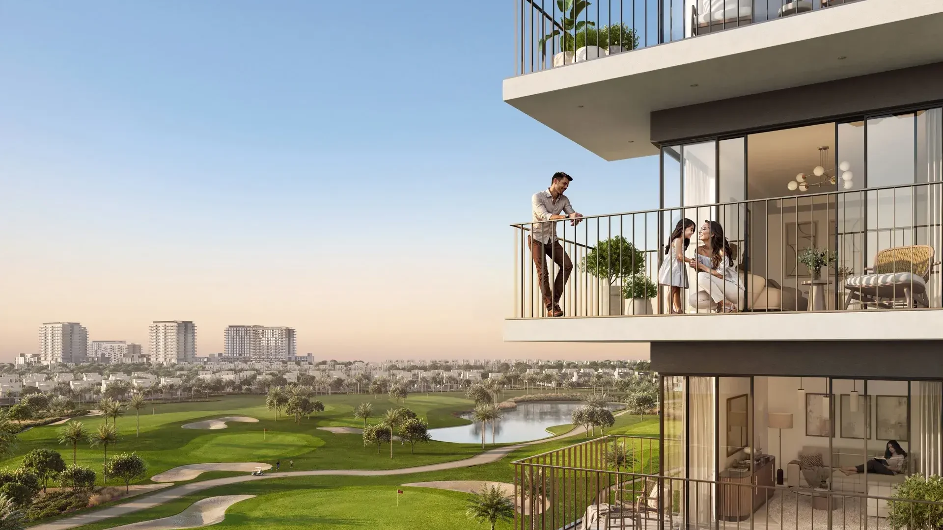 Balcon avec vue sur le golf Golf Vale Emaar South